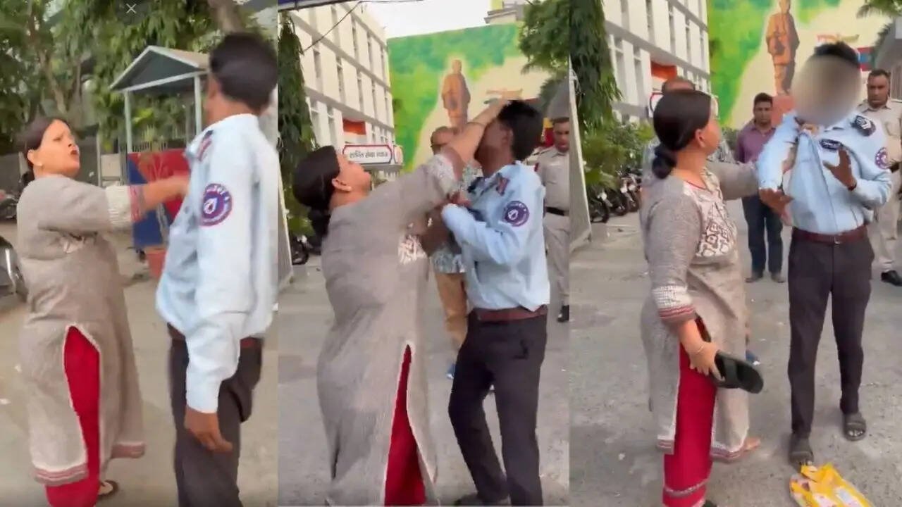 Security guard slapped, beaten with sandal by woman outside police station in Delhi
