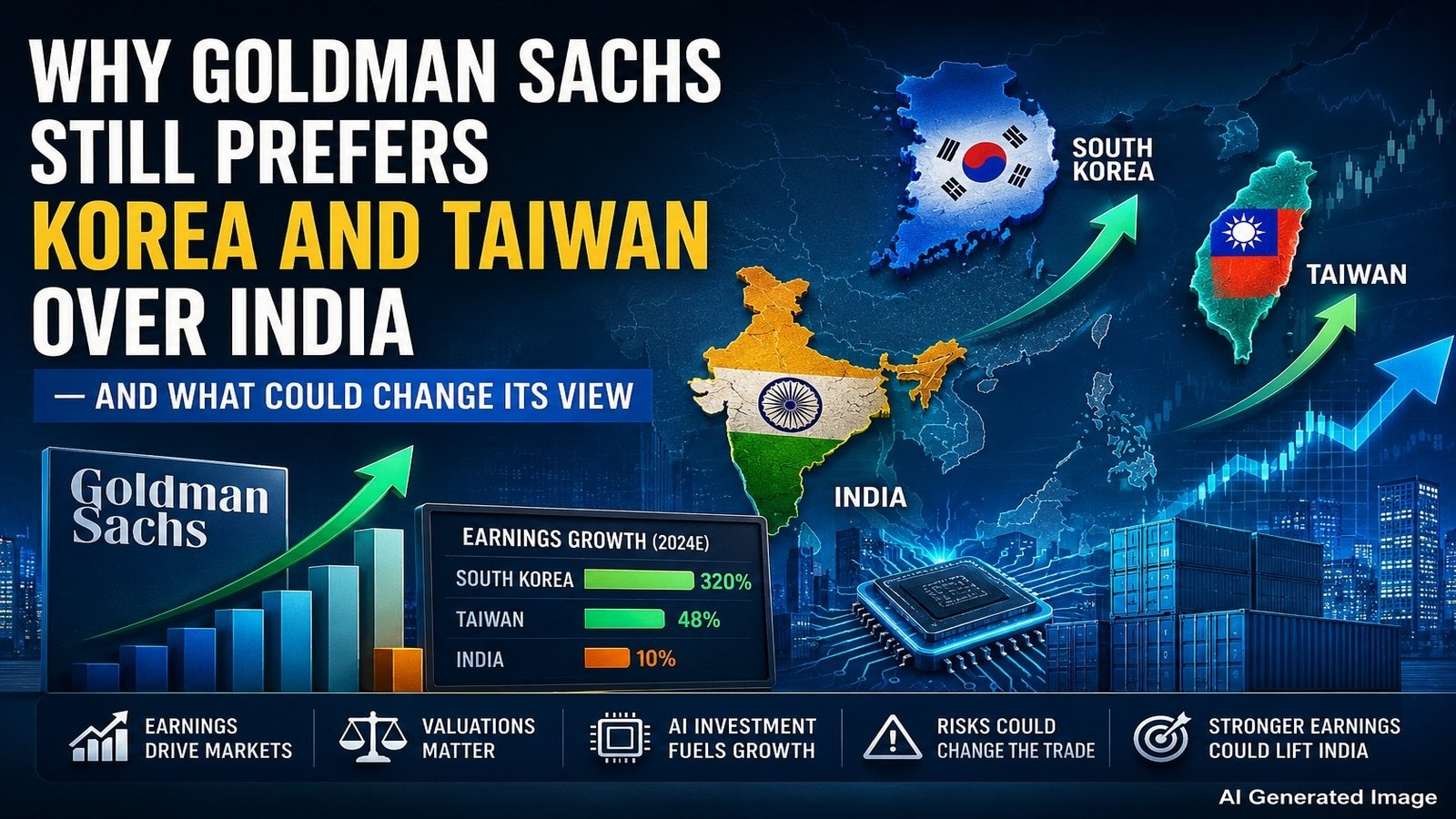 Why Goldman Sachs still prefers Korea and Taiwan over India — and what could change its view