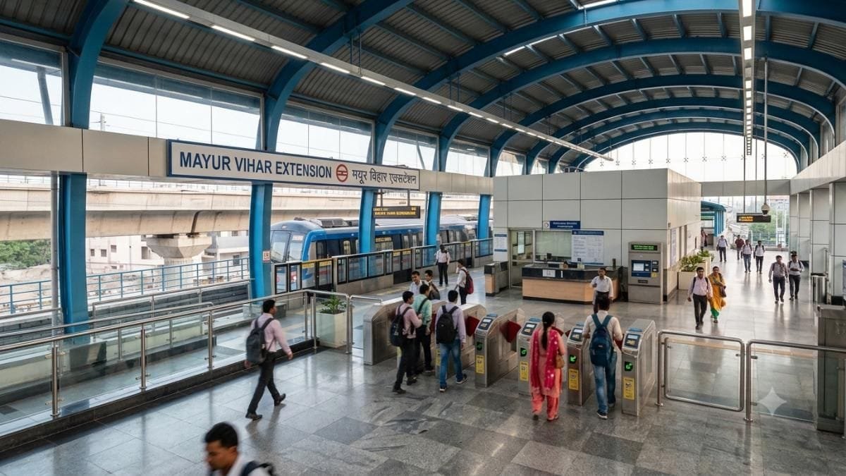 Mayur Vihar Extension Metro Station on Delhi Blue Line